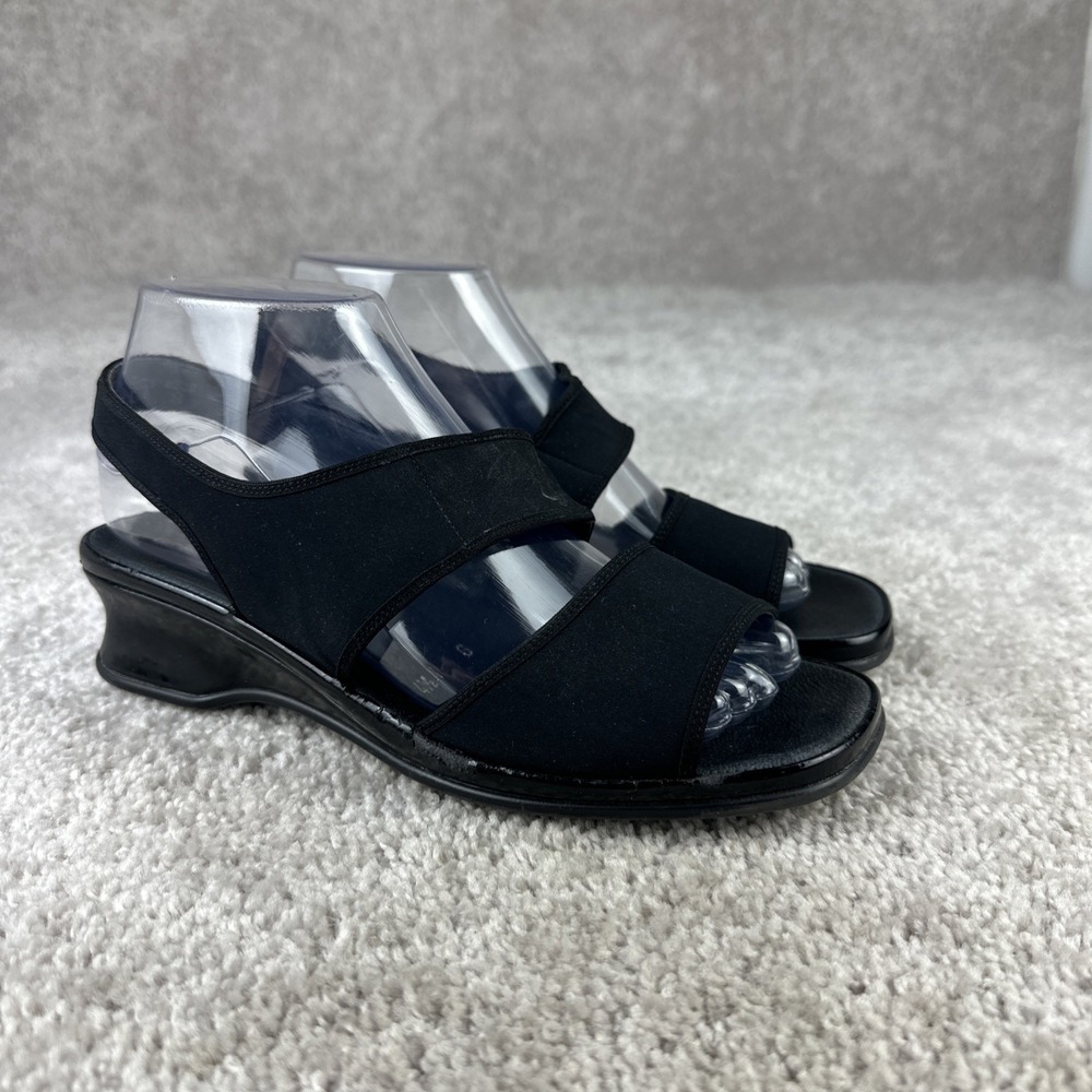 Ara California‎ Low Wedge Open Toe Sandals Women's Size 6.5 US 4.5 UK Black